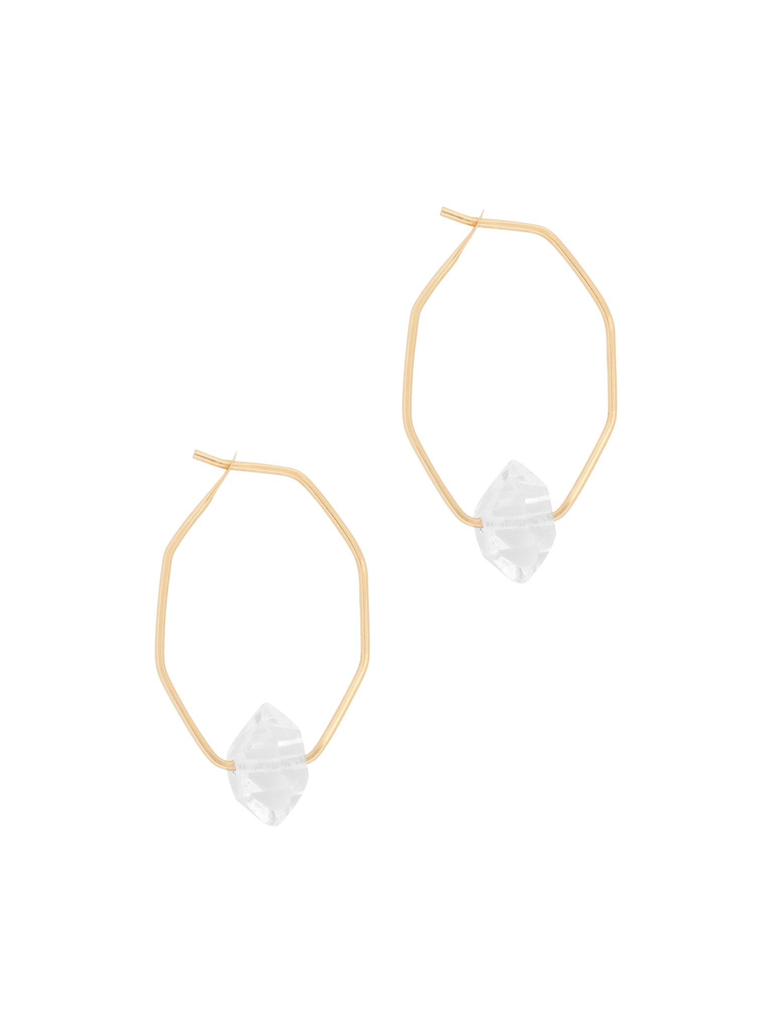 Herkimer shape hoops with floating herkimer diamond